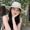 Sombrero de Paja para Fotografía en la Playa para Mujeres, Sombrero de Sol Plano de Moda Estilo Francés Hepburn de Verano, Sombrero de Paja con Protección Solar para la Playa