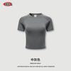 Camiseta de Verano 2025 para Mujer Estilo Americano Ajustada Cuello Redondo Manga Corta Hombro Normal Top Corto Camiseta Casual de Primavera