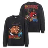 Camiseta Stewell BIGGIE Retrô Americana Streetwear Lavagem Pesada Manga Longa para Homens, Modelagem Solta com Ombros Caídos, para Exportação