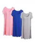 Vestido de Noite Modal de Manga Curta Três Peças Primavera e Verão com Bojo Pijama Sem Sutiã Vestido para Casa Completo Vestido Midi