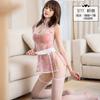 Lingerie Sexy Fantasia Uniforme Vazado Feminino Tentação Perspectiva Camisola Veludo Morcego Cheongsam Conjunto de Meia-liga