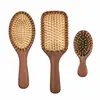 Pente de Almofada de Sândalo Vermelho para Casa com Cabeça de Madeira de Ar Almofadado Pente de Massagem Meridiana Pente Plano Generoso Pente Alisante para Cabelo Longo Feminino