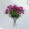 Amazon transfronteiriça nova flor artificial de 7 cabeças amor-perfeito jardim pátio externo cesta suspensa de flor artificial decoração de jardim