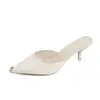 Sapatos Muller 2026 Verão Novo Estilo Mules Fechados para Mulheres, Sandálias de Salto Alto Stiletto Bico Fino Fashion com Strass