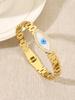 Pulseras de Exportación Europeas y Americanas para Niñas, Pulseras de Acero Titanio con Patrón Romano Calado con Goteo de Aceite y Incrustaciones de Diamantes Ojo de Diablo de Nicho para Mujeres