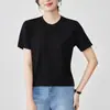 26 Nuevos Estilos de Verano 80 Piezas Tejido de Aire Cuello Redondo Fresco y Amigable con la Piel Hombro Normal Camiseta de Color Puro Simple Top Adelgazante para Mujer