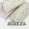 Estuche de Lápices Floral Fresco Ins, Bolsa de Papelería Simple de Gran Capacidad para Estudiantes, Estuche de Lápices Dulce para Niñas, Almacenamiento de Maquillaje