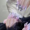 Decorações de Unhas de Liga Metálica da Moda no Atacado, Estrelas Cromadas Escuras com Pedras Brilhantes, Acessórios para Unhas de Saturno