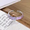 Romance Roxo~ Borboleta Doce Fresca Esmalte Gotejamento de Óleo Zircônia Anel Aberto Exquisito Versátil Camadas Elegante Anel para Mulheres
