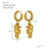 Pendientes de Moda Europea y Americana Transfronterizos Elegantes de Nicho Acero Inoxidable Chapado en Oro de 18 Quilates Serie Oceánica de Verano Pendientes de Acero de Titanio para Mujer