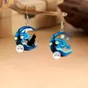 Pendientes Acrílicos Más Vendidos Transfronterizos con Patrón de La Noche Estrellada de Van Gogh, Pendientes Acrílicos de Gato Negro de Moda para Fiestas