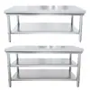 Mesa de trabajo engrosada de acero inoxidable 304 para cocina de restaurante, repostería, amasado de masa y corte de verduras, forma rectangular