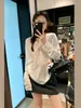 Camiseta Casual de Manga Larga de Color Sólido con Cuello Semiabierto, Blusa Top Delgada MosesQueen/Moxi Queen
