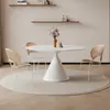 Mesa de Comedor Delifeng de Pizarra Mesa Redonda Simple Color Crema Blanco Puro Mesa Redonda Doméstica con Plato Giratorio Incorporado Mesa de Comedor para Apartamento Pequeño
