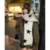 Bufanda de Punto con Estrellas de Contraste Estilo Coreano con Lana para Mujer en Otoño e Invierno, Protección de Cuello de Gama Alta y Bufanda Cálida para el Cuello para Proteger Contra el Frío