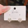Lujo Ligero, Gama Alta, Sencillos, Pendientes de Estrella y Flor Mini Incrustados de Diamantes, Versátiles y Elegantes, Joyería de Oreja Única de Nicho Retro