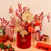 Cubo de Bendición de Año Nuevo Paquete de Materiales DIY Adornos Decorativos Flores de Nochevieja Flores Artificiales Terminadas Decoraciones para Casa Nuevo Cubo de Abrazo