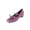 Zapatos Únicos de Nariz de Cerdo Transpirables con Corte Hueco, Nuevos Zapatos Mary Jane de Cuero Genuino Estilo Francés Retro Ballet Aumentadores de Altura para Primavera/Verano