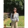 6 Lã Lavável Estilo Preguiçoso Branco Gola V Manga Morcego Malha Top Feminino Outono Novo Solto Camada Base Top