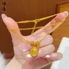 Colar Pingente Redondo Deus da Riqueza Dourado Rosa Vermelho Diamante Amarelo Estilo Igual Transmitido ao Vivo Pingente Pequeno Bolha Presente Versátil para Mulheres