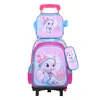 Mochila Escolar de Cuero 3D de Arrastre Juego de Tres Piezas Mochila de Arrastre Infantil de Dibujos Animados Bolsa de Almuerzo Venta Directa de Fábrica