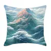 2024 nueva funda de almohada abstracta de montaña cian para cojín de cintura, sofá, mesita de noche, decoración del hogar, funda de cojín, venta al por mayor