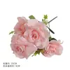 Novo buquê de rosas artificiais com 5 cabeças para decoração suave de sala de estar, mesa de escritório, adereço de fotografia, flores artificiais