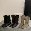 Primeiro encontro Ji Meilade retrô nicho camurça salto oculto dois-usos slouch boots Botas de cowboy western bico fino curtas