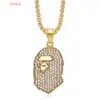 Venta Caliente Nacional Marca Popular Hip-Hop Europea y Americana Acero de Titanio Chapado en Oro Diamante Mono Bape Accesorios Colgante Collar