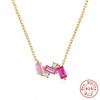 2022 Europeo y Americano Transfronterizo Nuevo Plata Esterlina S925 Personalizado Cuadrado Diamante Colorido Collar Clavícula con Elegante de Moda