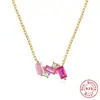 Collar de Plata de Ley S925 con Diamante de Color Cuadrado Distintivo para Mujer Cadena de Clavícula Estilo Francés Europeo y Americano Lujo Elegante Cadena de Clavícula