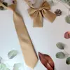 Corbata JK de Color Sólido para Mujer Sin Sarga Básica para Camisa Escolar Combinable Corbata Lazo Rojo Vino Café
