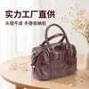 Bolsa Clássica Pillow Nova Couro Bovino Tostado Manual Masculina Feminina Camada Superior Bolsa de Mão Casual Versátil Textura de Alta Qualidade Bolsa Transversal