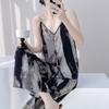 Pijamas de seda de algodón de nuevo estilo 2025 para mujer, finos, de talla grande, sueltos, de primavera y verano, con estampado de rayón, ropa para el hogar, ropa exterior