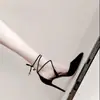 Tacones Altos de Tira Cruzada Stiletto para Mujer, Sandalias Sexy de Diseñador con Punta Fina, Nuevo Estilo de Nicho para Verano 2025