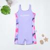 Maiô Infantil de Uma Peça Roxo Claro Fresco Estampa de Plantas Médio e Grande Estilo Surf Infantil Confortável Secagem Rápida Maiô de Praia para Águas Termais