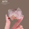 Presilha de cabelo pequena elegante e estilosa com rede, pérolas e strass, perfeita para franjas, laterais do cabelo e penteados semipresos, versátil para um look de princesa