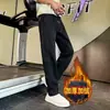 Calça de Moletom Masculina Nova Estilo Outono/Inverno 2026, Perna Reta Solta, Forrada com Lã, Espessa, de Alta Qualidade, Estilosa, com Listras