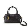 Bolsa de Ombro Tecida da Moda Bolsa Bowling Redonda Bolsa Transversal Compacta para Mulheres Estilo Simples Retrô Clássico Tendência