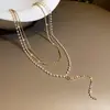 Collar de Perlas de Zirconia con Forma de Estrella Moda de Hada Cadena para Clavícula Simple Elegante Joyería Versátil de Gama Alta Venta al por Mayor