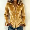 Outono de 2026 Moda Feminina Europeia e Americana Transfronteiriça Nova Camisa Elegante de Manga Longa Top Liso Elegante de Corte Justo