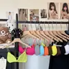 Dopamina Chica Picante Delgado Triángulo Taza Camisola Mujer Verano Nuevo Bikini Bra de Playa Top Corto Fluorescente