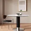Mesa de Jantar Simples em Laje de Pedra Travertino Estilo Tronco Mesa de Jantar Redonda para Apartamento Pequeno Mesa de Designer Madeira Maciça