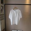 [Bizheng] 2025 Nuevo Verano Estilo Coreano Cordones Cuello Redondo Lunares Suelto y Versátil Camisa Manga Corta Abullonada para Mujer 4063