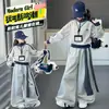 Conjunto de Sudadera Casual Gruesa con Forro de Felpa para Niñas, Estilo Coreano Holgado con Bloques de Color y Mangas Largas para Niños Mayores