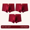 Cueca boxer de algodão vermelha para homens trazerem boa sorte em seu ano zodiacal, um presente de casamento festivo para namorado ou marido
