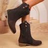 Sapatos Femininos Plus Size de Comércio Exterior, Novo Estilo Outono e Inverno, Bico Fino, Salto Bloco, Botas Curtas de Salto Baixo da Moda para Mulheres