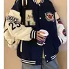 Jaqueta baseball estilo americano para homens, jaqueta bordada nova para primavera e outono, jaqueta de toalha bordada casual solta para casais