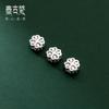 Plata de ley S925 hueca lisa flor de cuatro hojas de 9 mm cuentas para pulsera DIY cuerda trenzada cuentas sueltas accesorios de joyería de plata al por mayor S1057