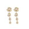Aretes Largos Plisados con Borlas de Perlas y Flores Estilo Francés, Aretes de Diseño Elegante y Femenino